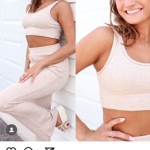 Women's Beige Knit Lounge Set